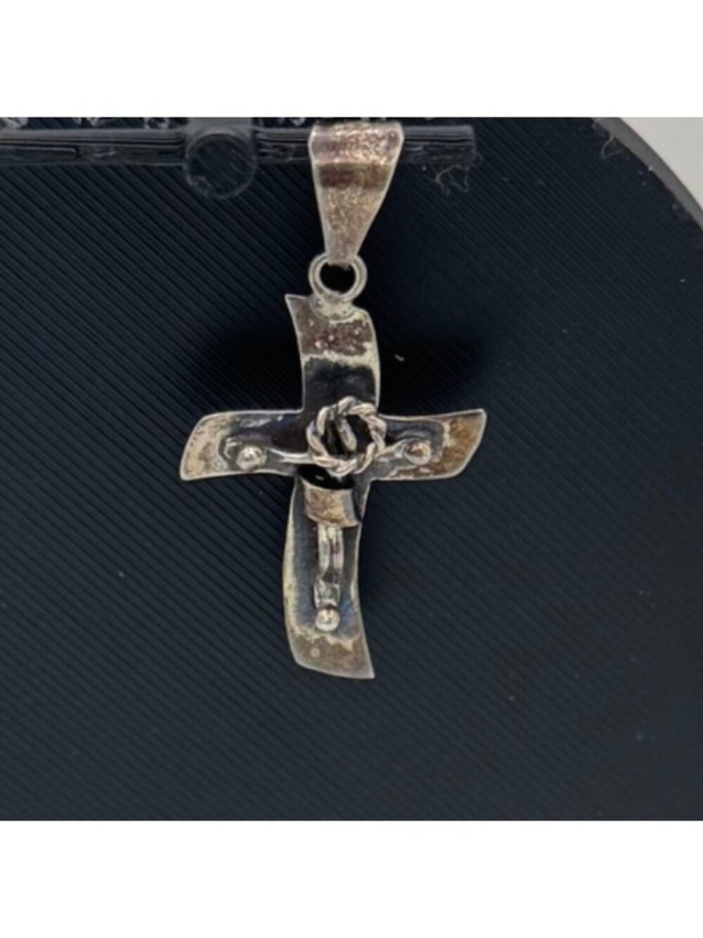 Vintage Mexican Taxco Modernist Sterling Silver 925 Crucifix Cross Pendant Art